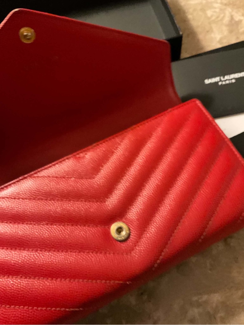Saint Laurent Red Quilted Leather Wallet on Chain - Picture 5 of 15